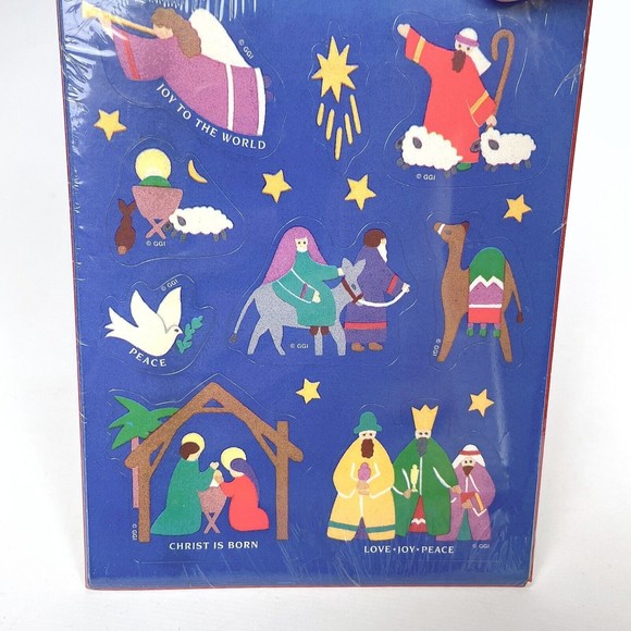 VTG 90s Gibson Christmas Sticker Packs Set of 3 NEW SEALED - Nativity & Angels - Picture 4 of 14